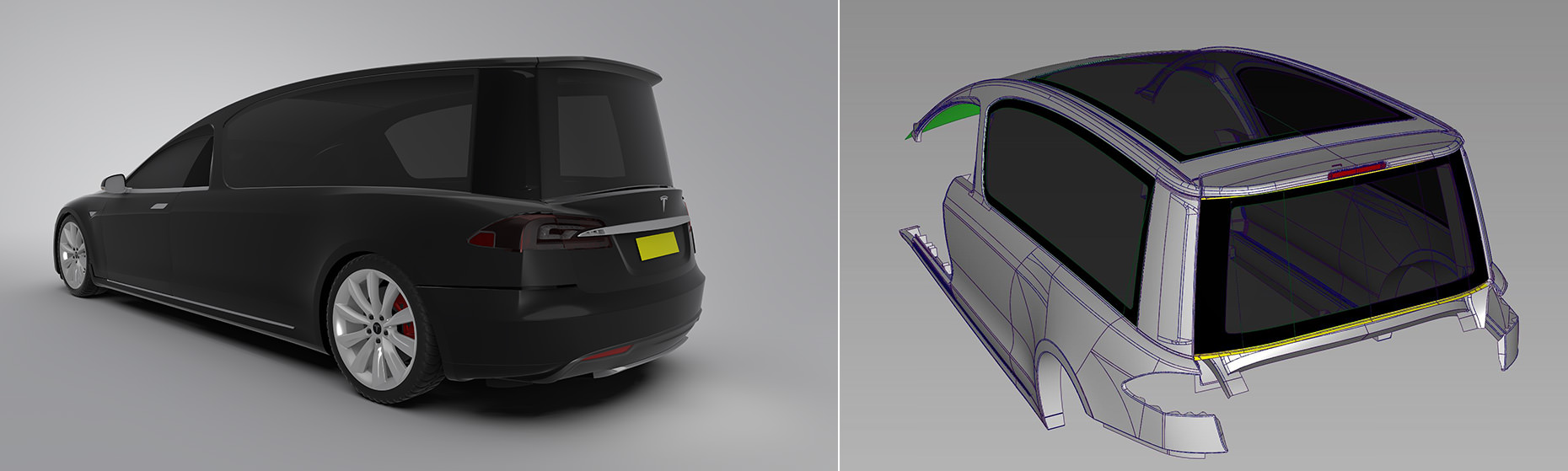 Premium Electric Hearse with Extended Wheelbase (Tesla S)
